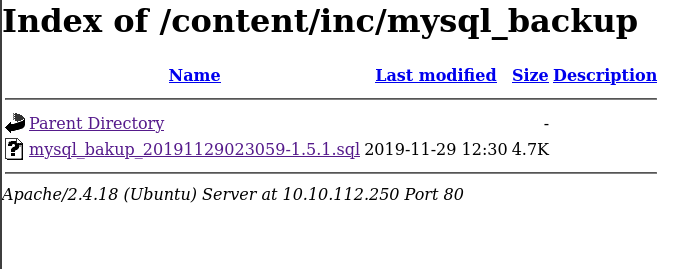MySQL Backup File