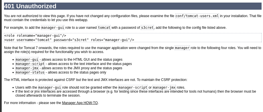 Unauthorized Page with Credentials
