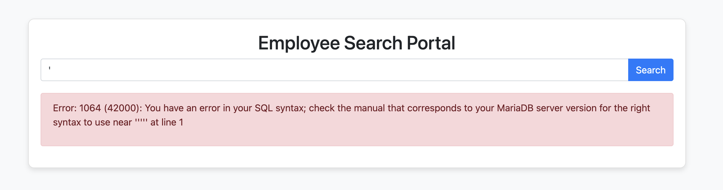 SQL error response